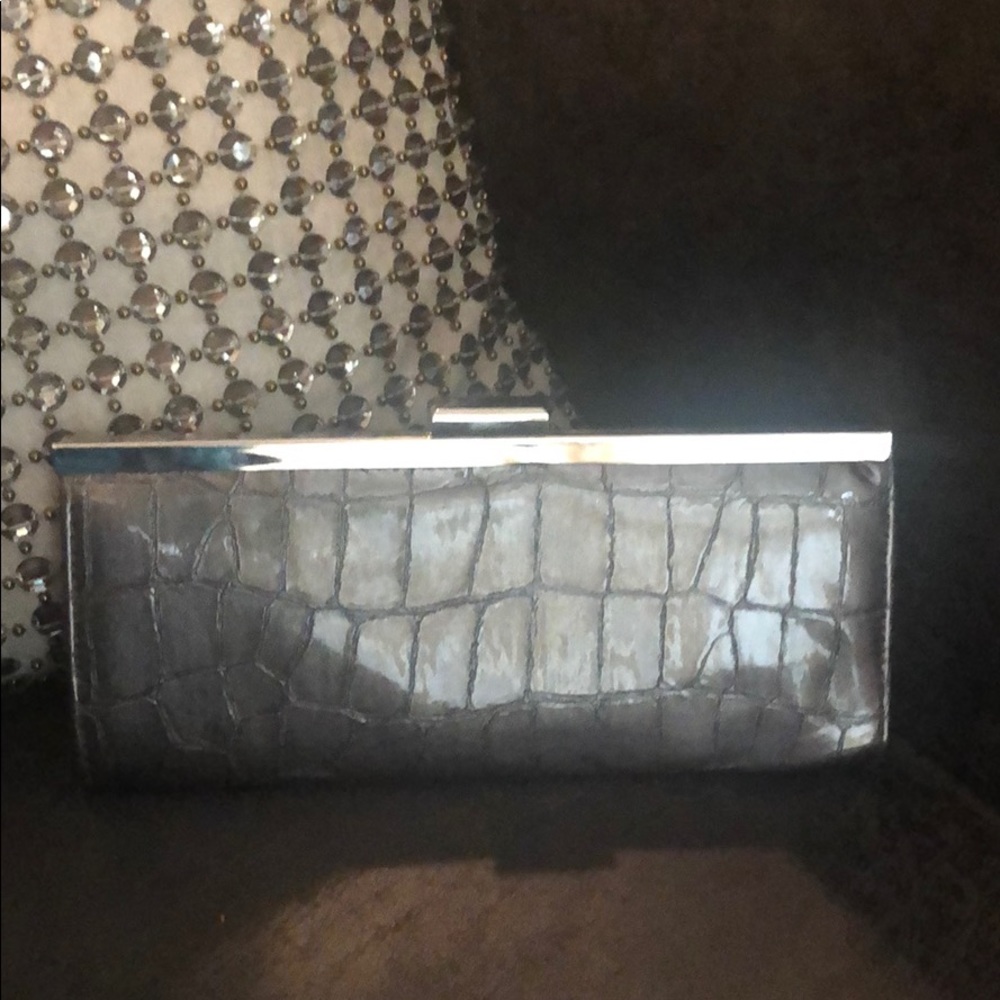Faux crocodile embossed clutch
